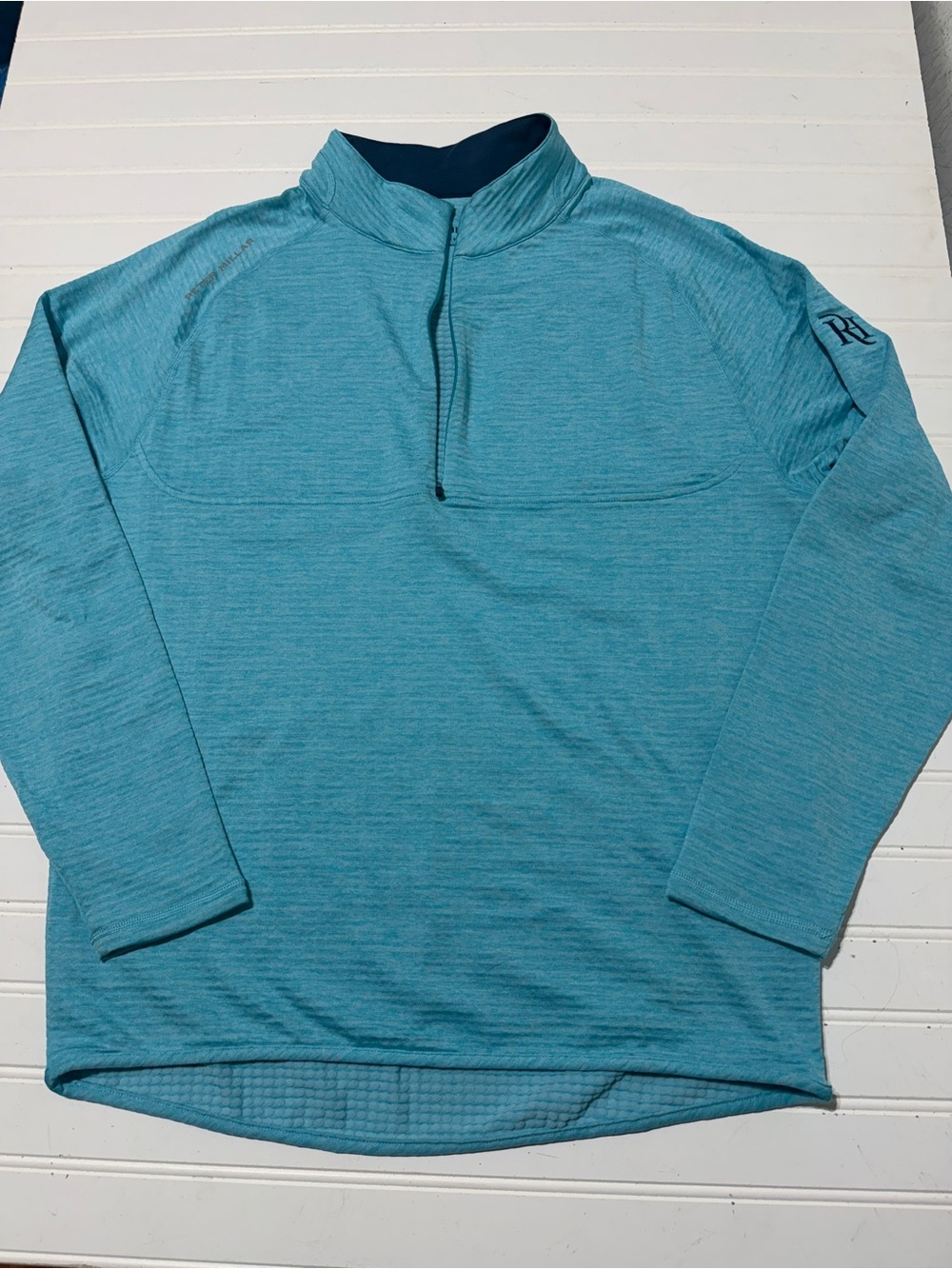 Peter Millar Crown Sport 1/4 Zip Performance Pullover - Blue Textured Script
